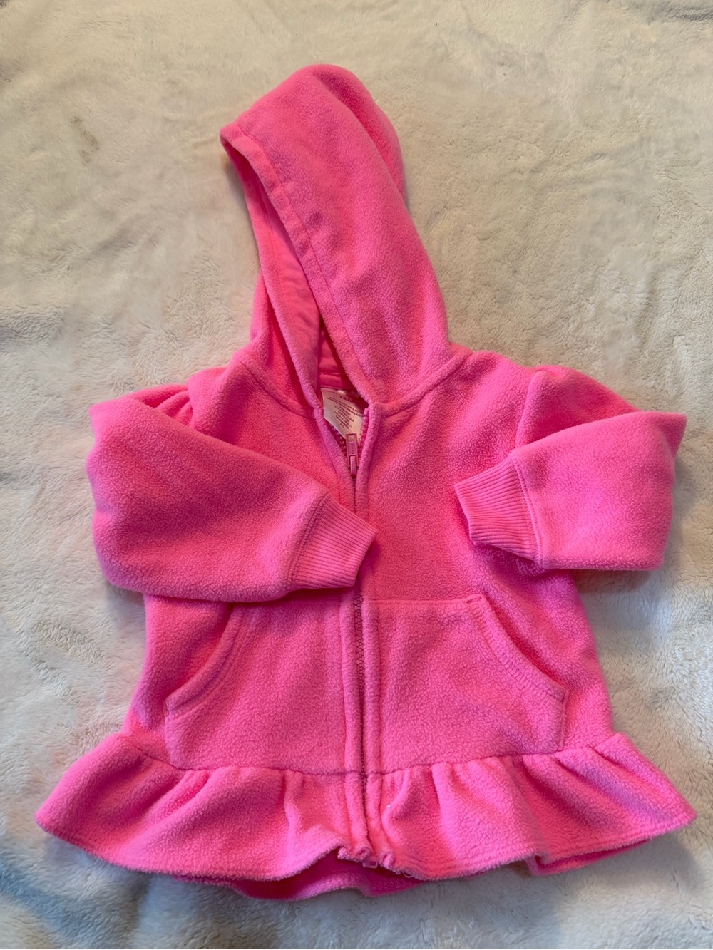 Garanimals Hot Pink Hooded Fleece Zip-Up with Ruffle Hem